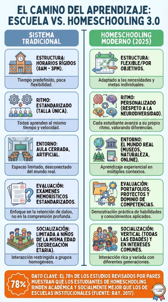 Infografia Homeschooling: El Fin de la Escuela Tradicional: Microschools, IA y el Auge Silencioso del 'Worldschooling'